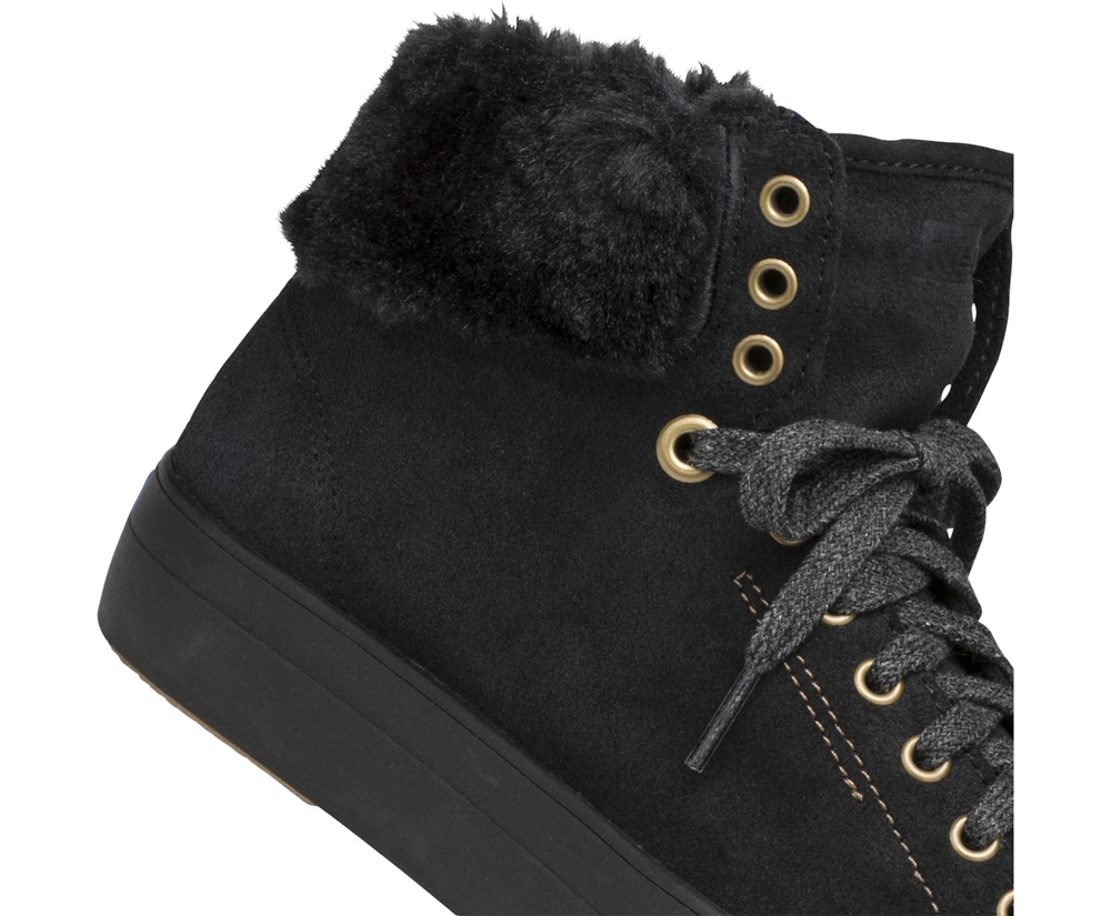 Basket Keds Femme Noir - Rise Hi Suede Faux Fur - 190-AQRWMF